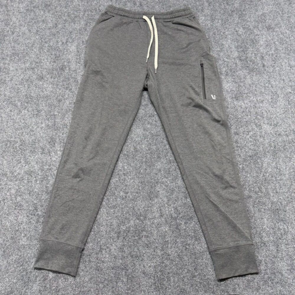 Vuori Mens Small Jogger Pants Gray Performance Stretch Zip Pocket Athletic
